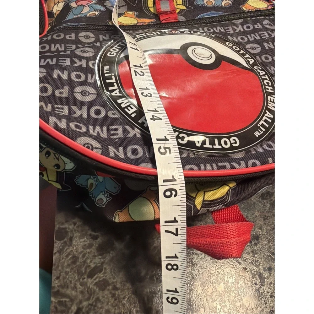Pokemon Bioworld Pikachu Eevee All Over Print Backpack Black Red School Bag